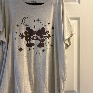 Disney Gray Mickey and Minnie Short Sleeve Tee
